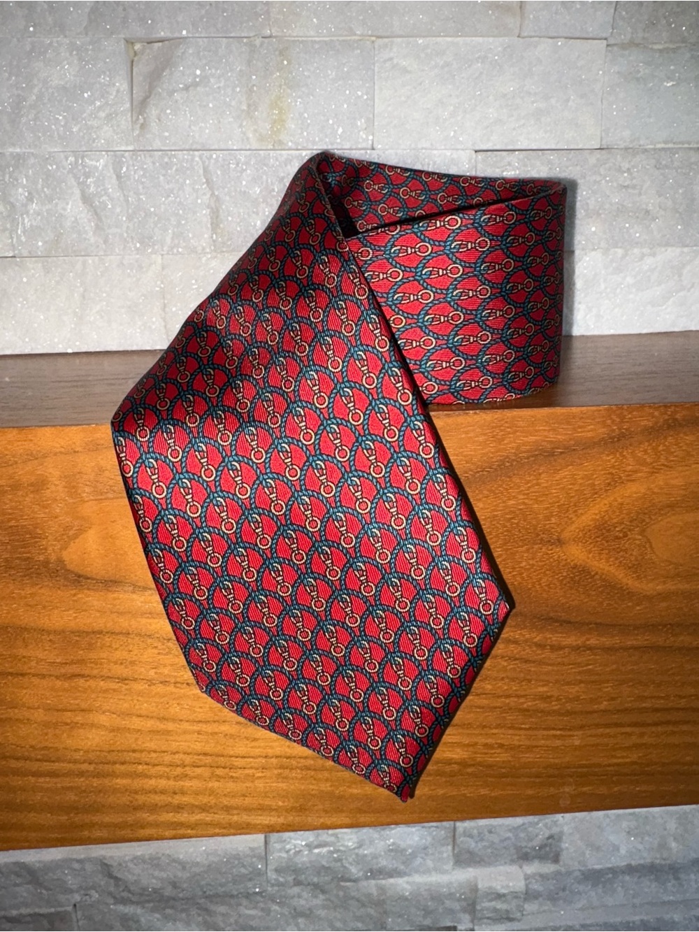 Vintage Eaton 100% Silk Tie Made in Italy Necktie Nautical Geometric Equestrian
